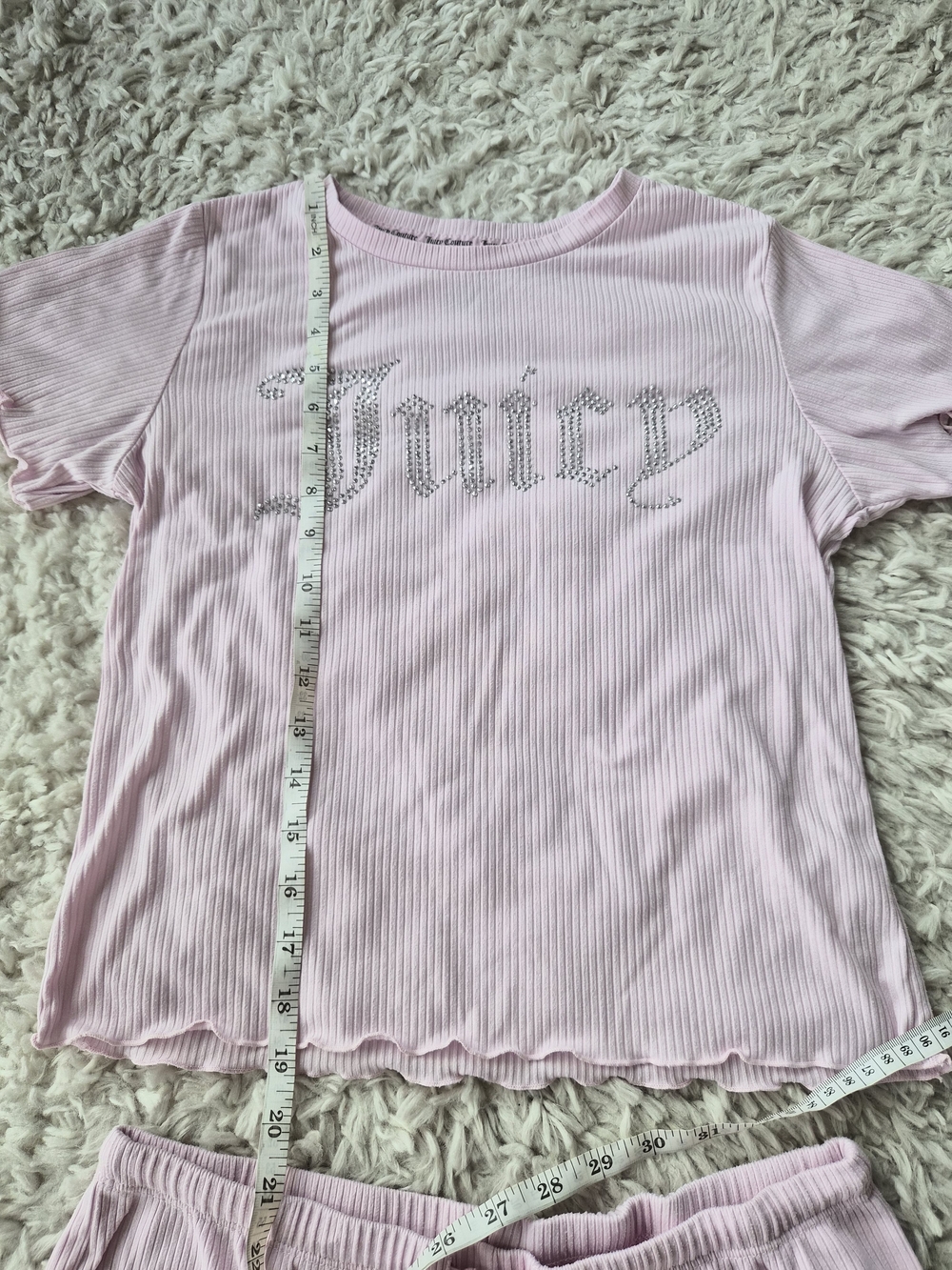 Juicy Couture Y2K Pink Ribbed Rhinestone Pajama Set - Small - Picture 9 of 16